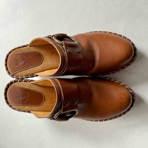 Frye Charlotte Ring 70770 Brown Leather Heeled Mule Clogs Women's Size 7 1/2 M - Picture 10 of 10